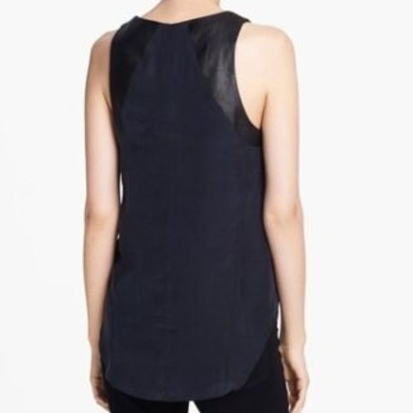 Rag & Bone Leather SILK Tank Top Tunic Black NEW - Picture 2 of 16